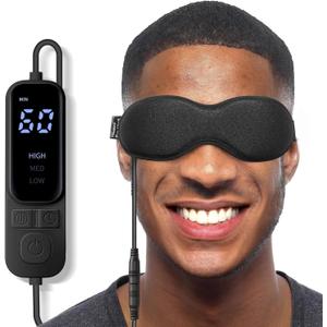 Umisleep Heated Eye Mask With USB Electric Heating Pad, Storage Bag - Soothing Warm Compress for Dry Eyes, Stye, Migraine - 3 Heat & 4 Timing Settings (Black)