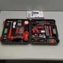 Tool Set - 8V Cordless Drill Set, 132 Piece Home Tool Set With Hand Drill, Tool Kit for Women & Men, Perfect for Homeowner, Diyer, Handyman (Red)