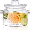 Large 96oz (3 Quart) Borosilicate Glass Saucepan with Lid,Clear Glass Simmer Pot for Stovetop Cooking, Microwave & Dishwasher Safe, Multipurpose Potpourri Pot, Serving Dish for Kitchen Use