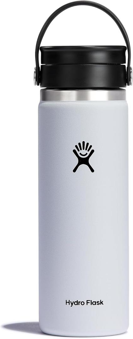 Hydro Flask Wide Mouth Bottle with Flex Sip Lid - Insulated Water Bottle Travel Cup Coffee Mug White 20 oz