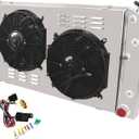 ECMRAD 3 Row Radiator&Shroud Fans Combo for Chevy Pontiac GTO Chevelle El Camino 1968 69 70 1971 1972 All Aluminum (3-Row Radiator Fans Combo)