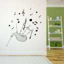Design With Vinyl Music Wall Decal Bagpipe Silhouette with Heart and Musical Notes on White Background Removable - Size: 36 in x 40 in