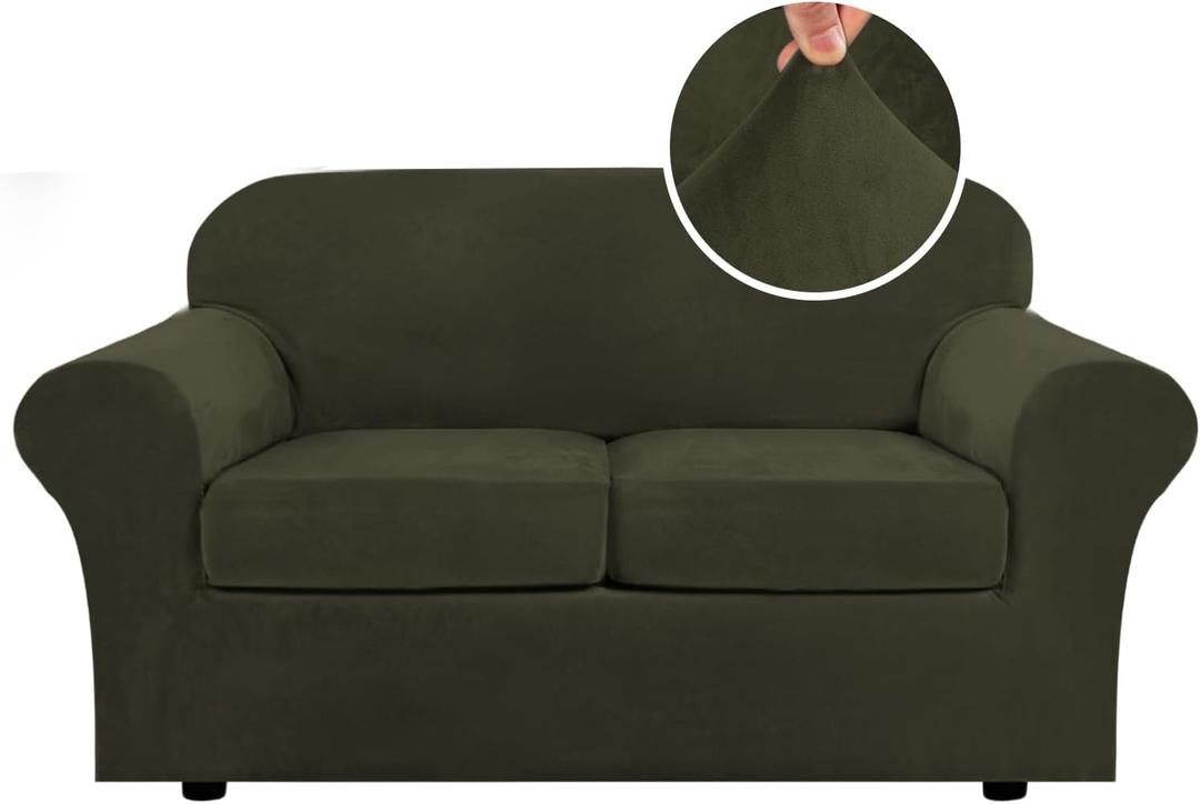 H.VERSAILTEX Real Velvet Plush 3 Piece Stretch Sofa Covers Couch Covers for 2 Cushion Couch Loveseat Covers Width Up to 72 Inch Feature Thick Soft Stay in Place (Medium Sofa, Ivory) H.VERSAILTEX Real Velvet Plush 3 Piece Stretch Sofa Covers Couch Covers for 2 Cushion Couch Loveseat Covers Width Up to 72 Inch Feature Thick Soft Stay in Place (Medium Sofa, Ivory)