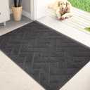 PURRUGS Dirt Trapper Door Mat 24" x 35.5", Non-Slip Machine Washable Entry Rug, Shoe Scraper, Dog Doormat, Super Absorbent Welcome Mat for Front & Back Door, Muddy Wet Shoes & Paws, Charcoal