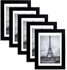5x7 Picture Frame Set of 5, Display Pictures 5x7 with Mat, Wall Gallery Photo Frames, Multi Photo Frames Collage for Wall Mounting Display, Black