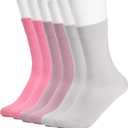 Women's Cotton Crew Socks (6 Pairs) - Soft Breathable Mid-Calf Socks, All-Season Comfort for Casual & Dress Sock(Grey purple2/Rose pink2/Taro purple2)