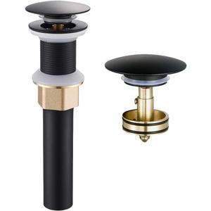 Wovier Matte Black Bathroom Sink Drain Without Overflow,Vessel Sink Lavatory Vanity Pop Up Drain Stopper,All Metal Rustproof Brass and 304 Stainless Steel