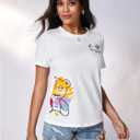 SweatyRocks Women's Short Sleeve Oversized T-Shirt Cute Bear Graphic Tees Crewneck Summer Tops (White, S)