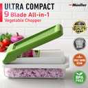 Mueller Vegetable Chopper 9 Blade, Mandoline Slicer, Food Veggie Chopper, Cheese Grater, Onion Vegetable Cutter with Container, Dicer, Kitchen Gadgets & Essentials, White Sand/Green