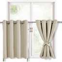 Hiasan RV Blackout Curtains for Bedroom, 52 x 30 Inches Long - Thermal Insulated & Light Blocking Window Curtains for Living Room, 2 Drape Panels Sewn with Tiebacks, Light Beige