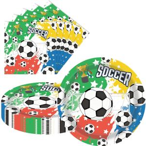 2026 World Soccer Party Plates and Napkins Set of 40-20 Count 9 Inch Soccer Ball Paper Plates & 20 Napkins | Father's Day Soccer Party Decorations and Supplies for Birthday