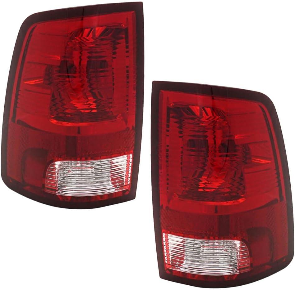 For Ram 1500 Classic 2019 2020 2021 2022 Tail Light Driver & Passenger Side | Pair | Rear | CAPA | Standard Type | Clear & Red | Replacement For CH2818124, CH2819124 | 55277415AF, 55277414AF