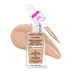 wet n wild Bare Focus Skin Tint, 5% Niacinamide Enriched, Buildable Sheer Lightweight Coverage, Natural Radiant Finish, Hyaluronic & Vitamin Hydration Boost, Cruelty-Free & Vegan-Light Medium Sand (1 Count (Pack of 1))