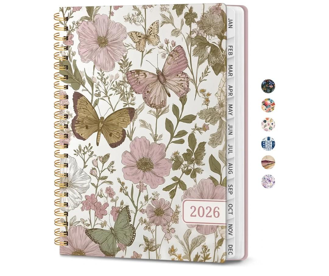 2026 Planner, Weekly and Monthly Planner for Women, Jan 2026 - Dec 2026 Pretty 2026 Calendar Planner with Monthly Tabs, Inner Pocket, Spiral Binding, Perfect for Office Home School - 6.3" x 8.5", Pastel Floral