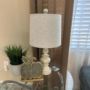 BOBOMOMO Tradition 20.5" Rustic Table Lamp Set of 1 for Living Room Farmhouse Bedside Desk Lamps Bedroom Nightstand Vintage Lamps Linen Washed（Suitable for Decorating Small Areas）