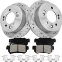 Rear Drilled and Slotted Brake Rotors Ceramic Brake Pads Vented Compatible with Select Hyundai Models, Elantra 2007 2008 2009 2010 |10.3in(262mm) (2007-2010 Elantra-(Rear)