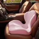 Ergonomic Seat Memory Foam Support Cushion for Back, Car Seat Back Support Cushion for Sciatica Tailbone Pain, Office Desk Chair Car Travel Seat Cushion (Pink), Medium