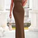 BTFBM Spring Dress for Women Sleeveless Solid Bodycon Homecoming Prom Cocktail Wedding Guest Dresses Summer Clothing(Brown,Large) (Brown, L)