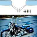 8mm/10mm Black Rectangle Motorcycle Rear view Side Mirrors for Cruiser Chopper Honda Kawasaki Suzuki Yamaha (Silver)