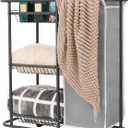 Rolling Laundry Cart with Wheels, 3-Tier Laundry Caddy Between Washer and Dryer, Heavy Duty Rolling Laundry Basket with 45L Bag for Narrow Space Laundry Room, Bathroom, Bedroom, Gray (Grey)