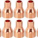 PATIKIL 1/2" to 1/4" ID Copper Reducer, 10pcs 99.9% Pure Copper Reducing Coupling Pressure Fitting Pipe Tube Connector Adapter with Sweat Solder Connection for HVAC Refrigeration System