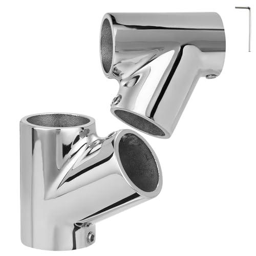 ODYSUNRAL Boat Handrail Fitting 60 Degree Tee Connector for 1" Round Tubing, 316 Stainless Steel Tee Fitting, Mirror Polished Marine Hand Rail Hardware(2-Pack)
