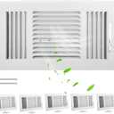 VIHOSE 6 Pcs Vent Covers 12 x 6 Inch HVAC Sidewall Air Ceiling Register 3 Way Vents for Wall Solid Steel Manual Adjuster for Bathroom Toilet Home Office(White)