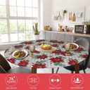 Covers For The Home Deluxe Elastic Edged Flannel Backed Vinyl Fitted Table Cover - Christmas Flower Pattern - Small Round - Fits Tables up to 40" - 44" Diameter
