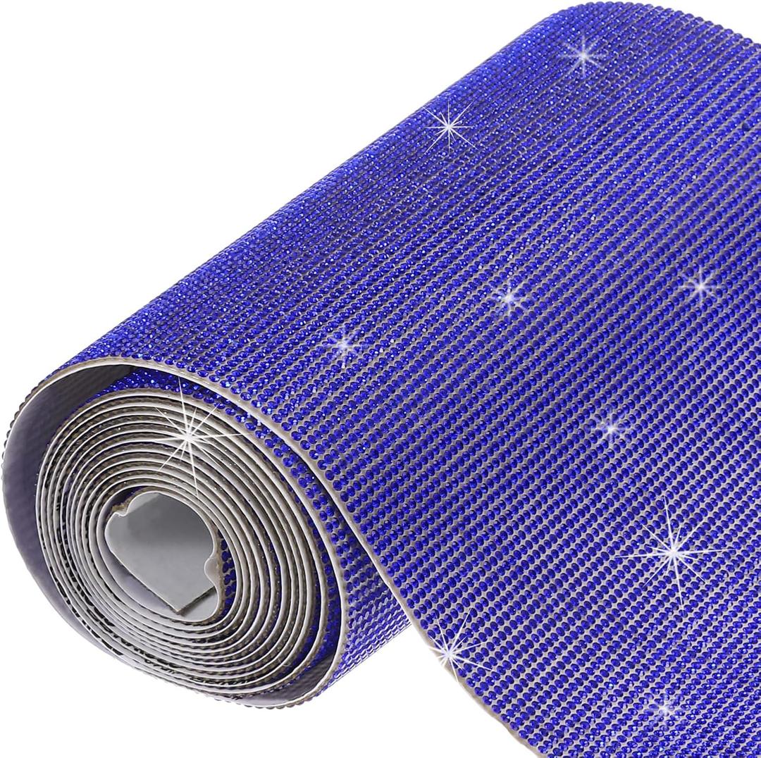 MECCANIXITY 101250 Pcs Bling Crystal Rhinestone Sheet Self-Adhesive Rhinestone Diamond Gems Sticker 98.4 x 7.9 Inch DIY Car Decoration Sticker for DIY Car Phone Clothing Craft Deep Blue