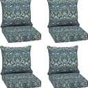 Arden Outdoor Deep Seat Cushion Set (4-Pack), 22 in x 24 in, Weather-Proof, Rain-Proof, Fade Resistant Patio Cushion for Chair, Sofa, and Couch Sapphire Aurora Blue Damask