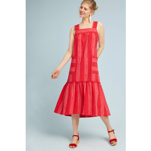 Anthropologie Maeve Tonal Stripe Red Midi Dress
 XS