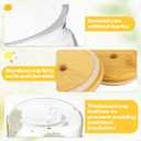 4 Sets Bee Glass Cups for Bee Lover 16 oz Clear Honey Sunflower Glass Cups with Bamboo Lids and Straws Cute Birthday Cup Gifts for Women, Mom, Friends, Bestie, Sister, Coworker