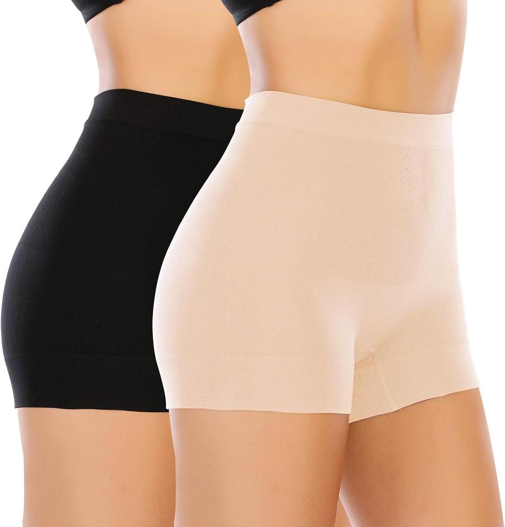 Womens Seamless Shaping Boyshorts Panties Tummy Control Underwear Slimming Shapewear Slip Shorts, Medium
