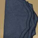 Cotton Linen Round Placemats Set of 4, HADEEONG Table Mats Cloth Placemats, Washable Wrinkle Resistance, Scalloped & Embroidered Fabric Placemats, 15.5 inch (Navy Blue, 4)