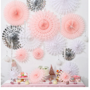 24 Pcs Winter Christmas Snowflake Ornaments Pink Large Christmas Snowflake Hanging Decorations with White Icicle and Snowball Ornament for Wonderland Party Decoration Baby Shower Decor