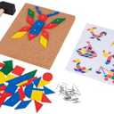 Adena Montessori Hammer and Nail Toys Wooden Pegboard Puzzle for 4-6 Year Olds