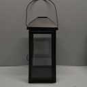 LumaBase Solar Powered Lantern with LED Candle, Traditional, Black, 11", 62401