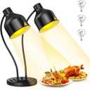 Food Heat Lamp, 500W Dual-Head Stainless Steel Commercial Food Warmer Lamp with 540° Rotation & 3Pcs Bulbs, Portable Warming Light for Restaurant Kitchen Buffet Counter Party Catering