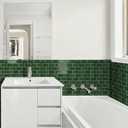 Thick Green Peel and Stick Backsplash Subway Tile 3D Brick Self Adhesvie Wall Tiles for Kitchen Bathroom (10-Sheet, 12"12")