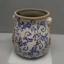 Vintage Planter Pot Ceramic Rustic Plant Pot with Drainage Hole, Ice Crack Distressed Plant Pot Container for Indoor & Garden, Scroll Tuscan Flower Pot Vase Home Gardening Gift (Green, 6.5"x6.3")