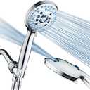 Hotel Spa AquaCare High Pressure 8-Mode Handheld Shower Head - Anti-clog Nozzles, Built-in Power Wash to Clean Tub, Extra Long 6 ft. Stainless Steel Hose, Wall & Overhead Brackets