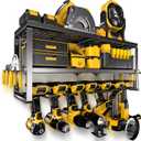 Power Tool Organizer for Tool Storage, Drill Holder Wall Mount with Charging Station, Tool Holder and Storage Rack for Garage Organization, Heavy Duty Metal Tool Shelf with Battery Holder (3 shelves 7 slots)