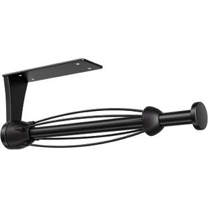Paper Towel Holder Under Cabinet, Single Hand Operable Wall Mount with Damping Effect, Self-Adhesive or Drilled for Kitchen Bathroom, Black