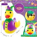 Hungdao 4 ft PVC Mardi Gras Inflatable Duck - Blow up Pool Float Large Giant Rubber Ducks - Mardi Gras Inflatable Decorations Outdoor for Carnivals Party Supplies Favors - Air Pump Not Included