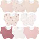 Bearmoss Baby Bibs for Drooling & Teething 8 Pack Muslin Cotton Soft Absorbent Adjustable Unisex Bibs Boys Girls 0-36 Months