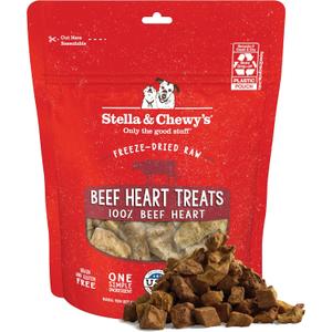 Stella & Chewy's Freeze-Dried Raw Beef Heart Dog Treats - Single Ingredient, No Additives - Premium Training Treats - Perfect For Picky Eaters - 3oz Bag (EXP 02/15/26)