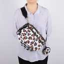 Checkered Crossbody Bags Purse Checkerboard Fanny Pack with Mini Headphone Wallet Cross Body Belt Bum Bag for Women (Coffee)