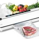 Vacuum Sealer Machine 75KPa Food with 6-in-1 Dry/Moist Modes & Digital Timer, Compact Lightweight Design, Built-in Cutter + 10 Bags (white)