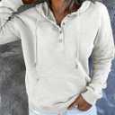 Dokotoo Womens 2025 Hoodies Button Collar Drawstring Hooded Pullover Sweatshirt Casual Long Sleeve Tops Shirts (White), Small