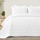 Exclusivo Mezcla King Quilt Set, 3 Pieces Lightweight Quilts King Size with Geometric Ellipse Pattern, Soft Quilted Bedspreads White Coverlets Bedding Set for All Seasons